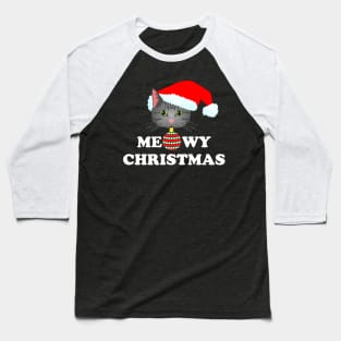 Meowy Christmas 2: Grey Tabby (White) Baseball T-Shirt
